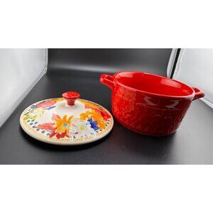 The Pioneer Woman 2.5 Qt Stoneware Casserole Dish w/ Lid Fiona Pattern Red